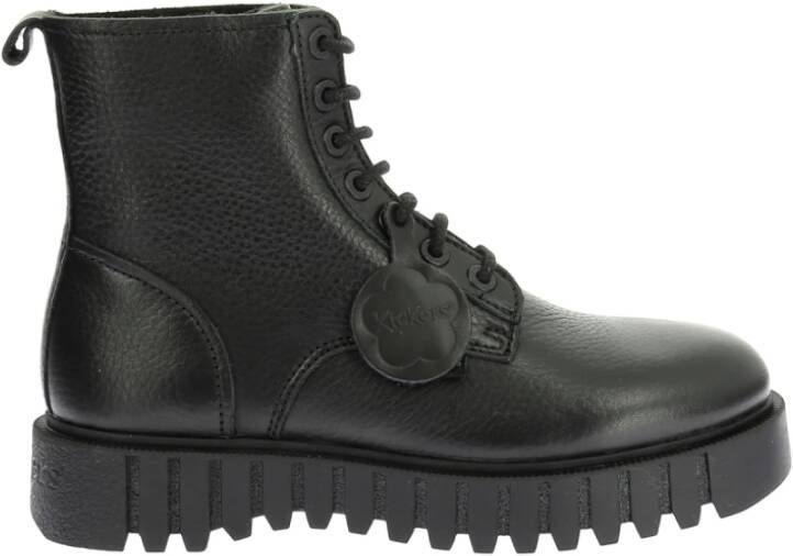 Kickers Facet Veterschoenen van leer Black Dames