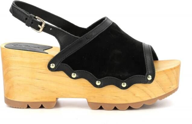 Kickers Kick Wedges Wood Black Dames