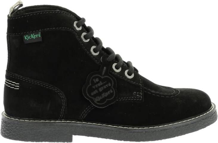 Kickers Legendarische Veterschoenen van Leer Black Dames