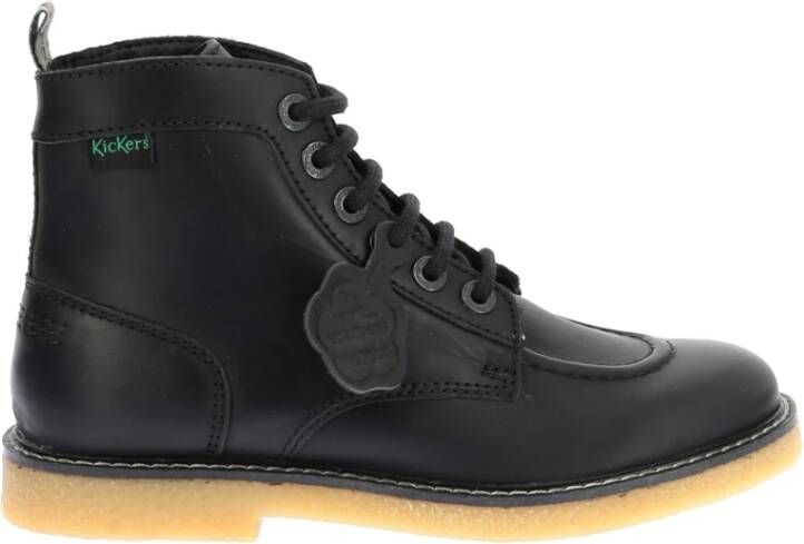 Kickers Legendarische Veterschoenen van Leer Black Dames