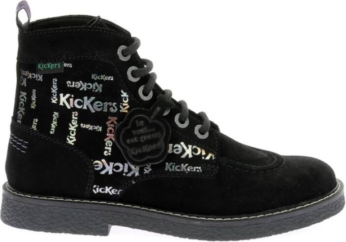 Kickers Legendarische Veterschoenen van Leer Black Dames