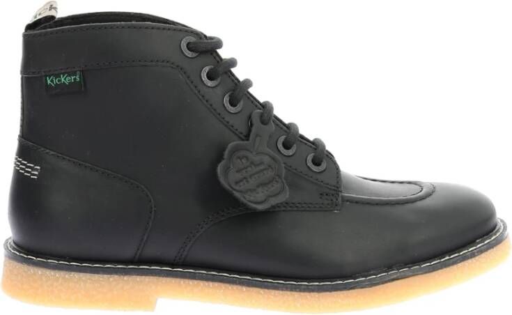 Kickers Legendarische Veterschoenen van Leer Black Heren