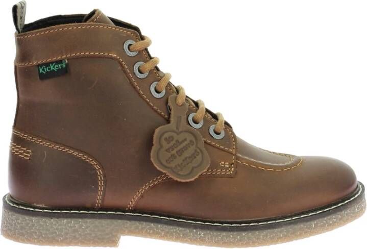 Kickers Legendarische Veterschoenen van Leer Brown Dames