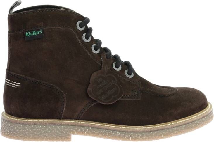 Kickers Legendarische Veterschoenen van Leer Brown Dames