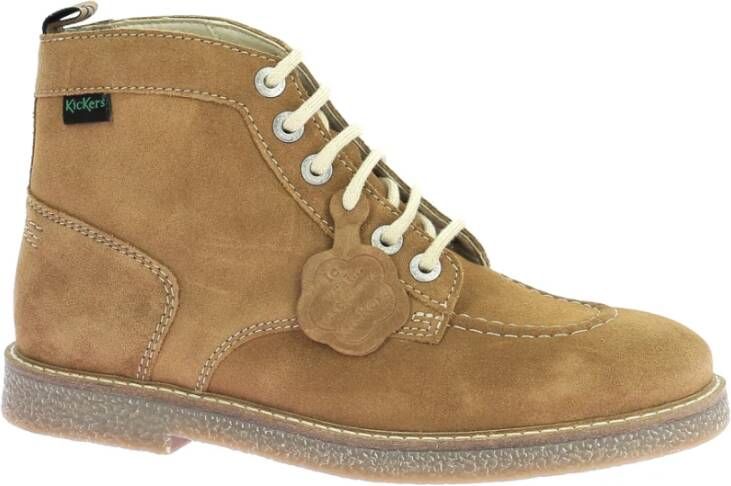 Kickers Legendarische Veterschoenen van Leer Brown Dames