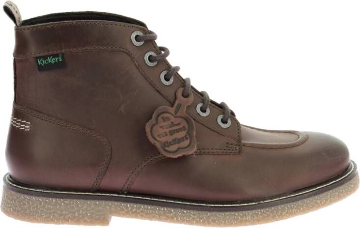 Kickers Legendarische Veterschoenen van Leer Brown Heren