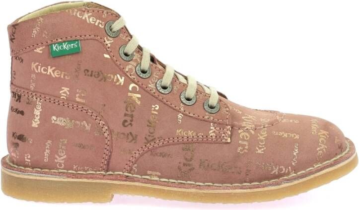 Kickers Legende Veterschoenen van Leer Pink Dames