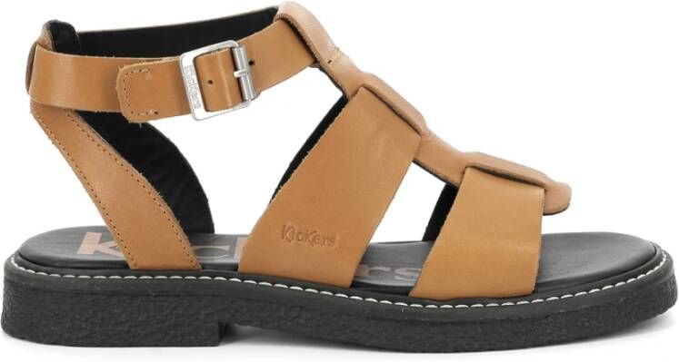 Kickers Lila Leren Sandalen Brown Dames