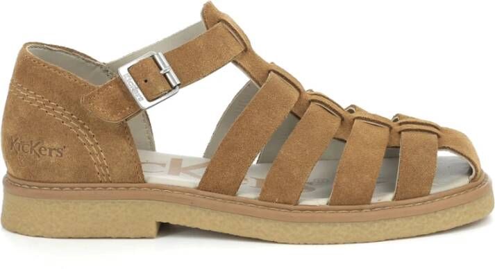 Kickers Comfort Leren Sandalen Brown Dames