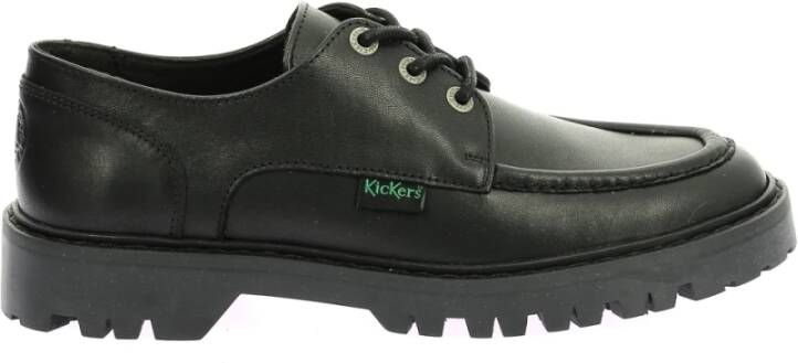 Kickers Stijlvolle Leren Derby Schoenen Black Dames