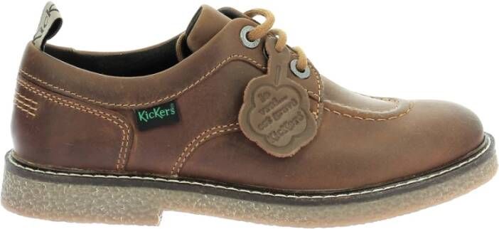 Kickers Stijlvolle Leren Derby Schoenen Brown Dames