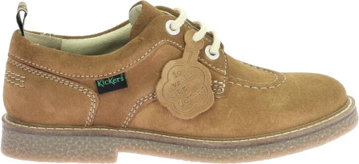 Kickers Stijlvolle Leren Derby Schoenen Brown Dames