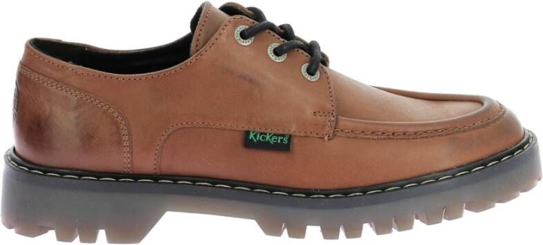 Kickers Stijlvolle Leren Derby Schoenen Brown Dames