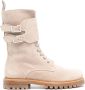 Kiton Beige Suède Mid-Calf Veterschoenen Beige Dames - Thumbnail 1