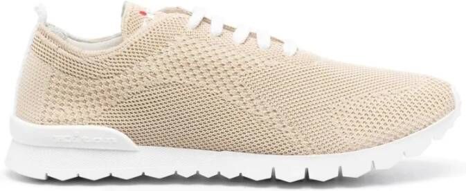 Kiton Katoenen schoenen Fit Model Trainer in strogekleurde gebreide stof Beige Heren