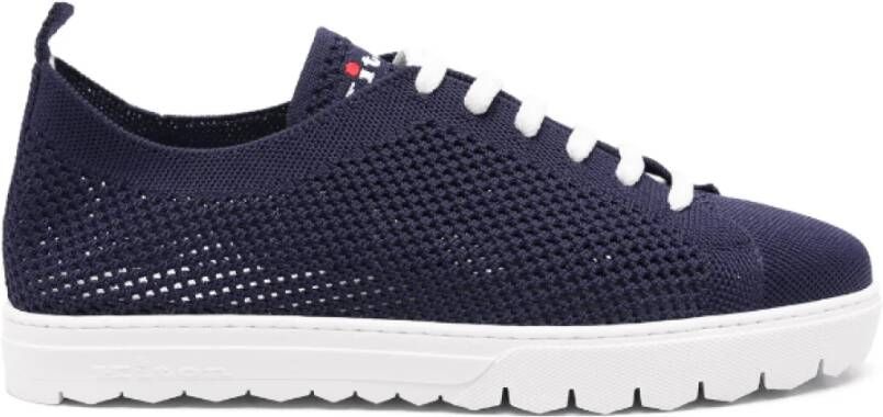 Kiton Gebreide Sneakers Blauw Logo Geborduurd Blue Heren