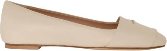 Kiton Geëmbosseerde leren balletflats Beige Dames