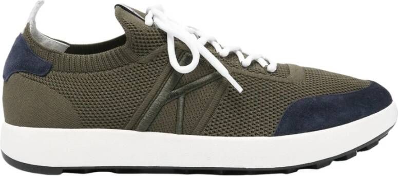 Kiton Groene leren sneakers met stoffen voering Green Heren