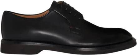 Kiton Handgeverfde Leren Derby Schoen Black Heren