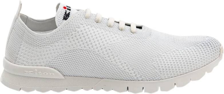 Kiton Katoenen Schoenen Witte Gebreide Sneakers White Heren