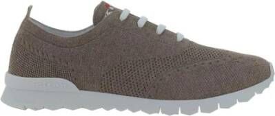 Kiton Mesh Lace-Up Sneakers met Handtekening Hiel Gray Heren