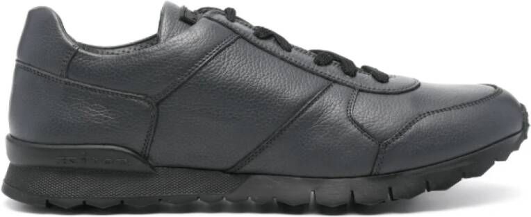 Kiton Midnight Blue Leren Sneakers Blue Heren