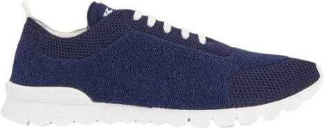 Kiton Navy Blauwe Gebreide Sneakers Blue Heren