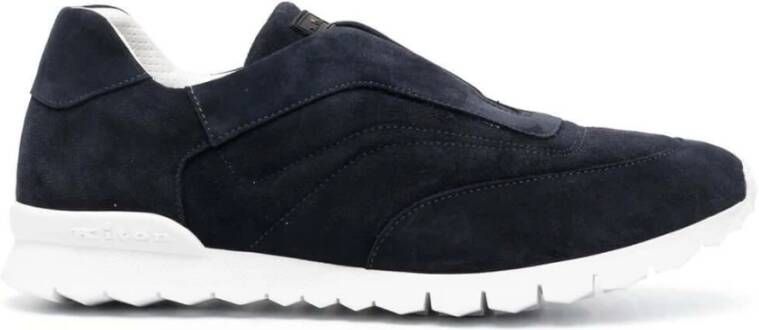 Kiton Navy Blauwe Slip-On Sneakers Blue Heren