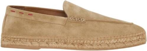 Kiton Sand Suède Loafers met Jute Koord Beige Heren