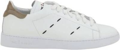 Kiton Suède Hiel Leren Sneakers met Logoed Tongue White Heren