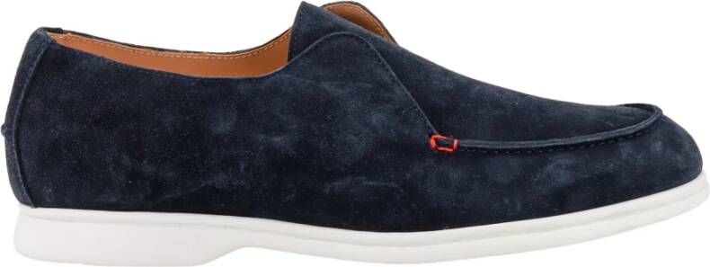 Kiton Suède Loafer met Contrasterende Stiksels Blue Heren