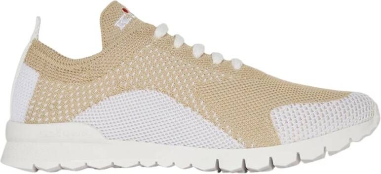 Kiton Twee-Tinten Gebreide Fit Sneakers Beige Dames