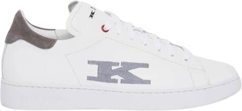 Kiton Witte kalfsleren sneakers cupzool White Heren