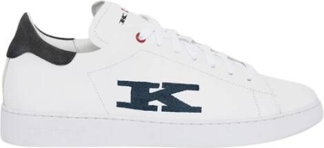 Kiton Witte kalfsleren sneakers met cupzool White Heren