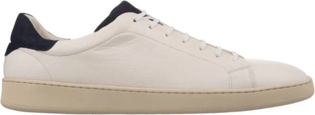 Kiton Witte Leren Lage Sneakers met Blauw Suède White Heren