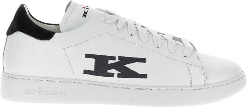 Kiton Witte leren platte schoenen White Heren