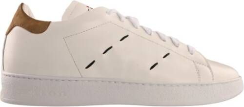 Kiton Witte leren sneakers met suède hiel White Heren