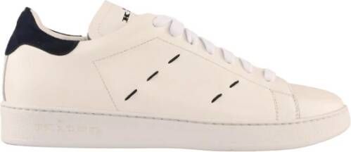 Kiton Witte leren sneakers met suède hiel White Heren