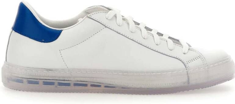 Kiton Witte Leren Sneakers met Turquoise Hiel White Heren