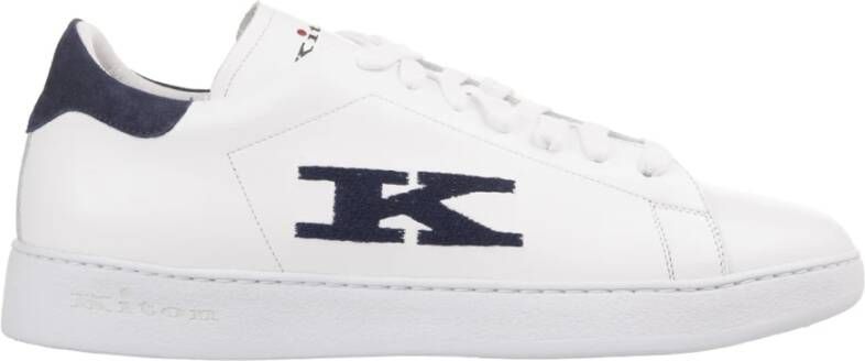 Kiton Witte Sneakers met Blauwe Suède Hiel White Heren