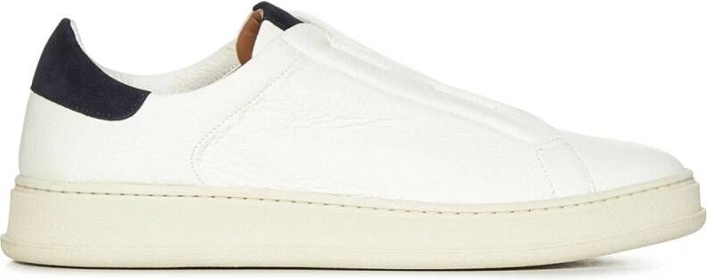 Kiton Witte Sneakers met Marineblauwe Accenten White Heren