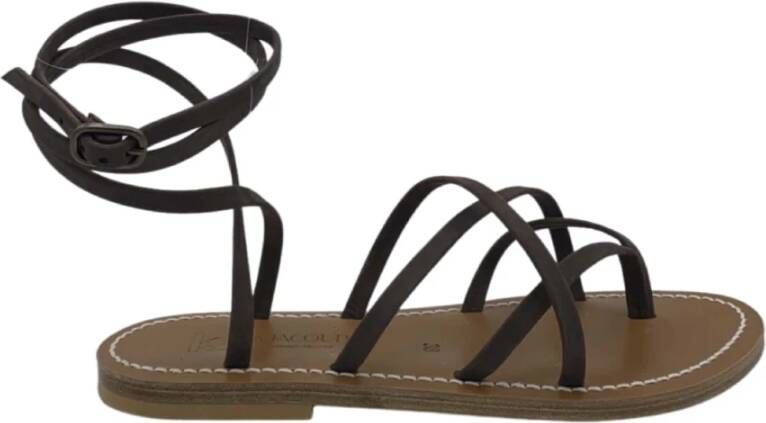 K.jacques Bruin Leren Sandalen Brown Dames