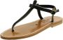 K.jacques Zwarte Leren Platte Sandalen Black Dames - Thumbnail 3