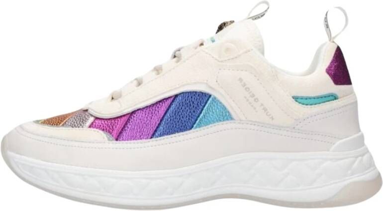 Kurt Geiger Beige Kensington Sneaker met Regenboogaccenten Multicolor Dames