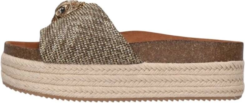 Kurt Geiger Beige Strass Flatform Slippers Beige Dames