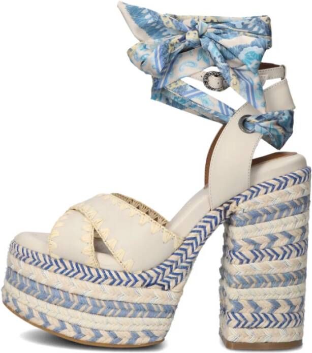 Kurt Geiger Blauwe Chelsea Scarf Platform Sandalen Beige Dames