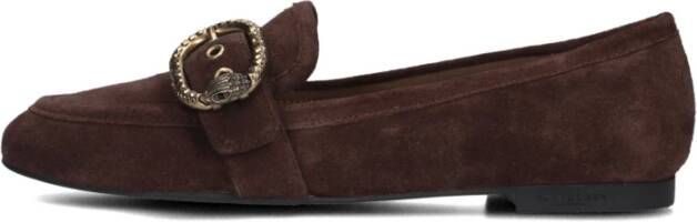 Kurt Geiger Bruine Suède Loafers met Strass Gesp Brown Dames