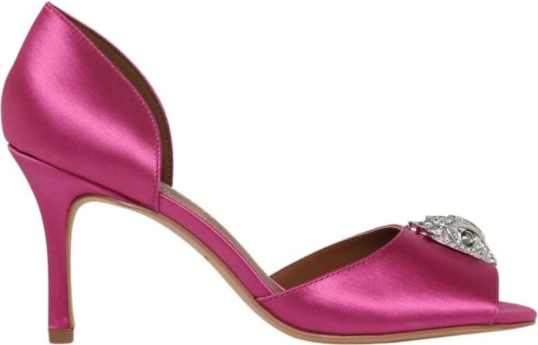 Kurt Geiger Fuchsia Leren Sandaal met Juweel Detail Pink Dames