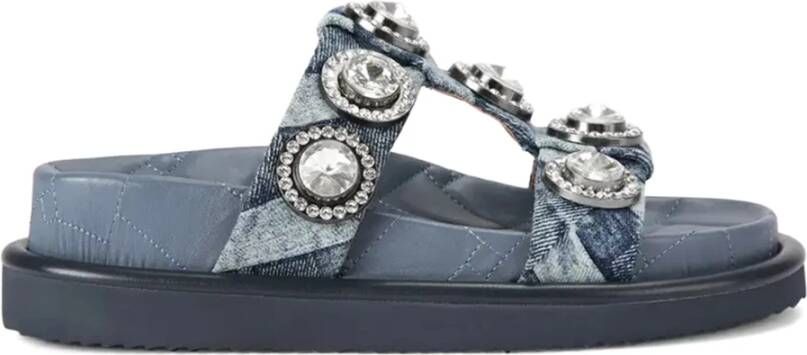 Kurt Geiger Kristal Denim Sandalen Gewatteerde Binnenzool Blue Dames