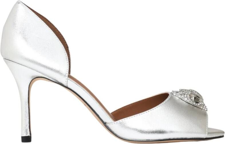 Kurt Geiger Zilveren Leren Juweel Stiletto Sandaal White Dames